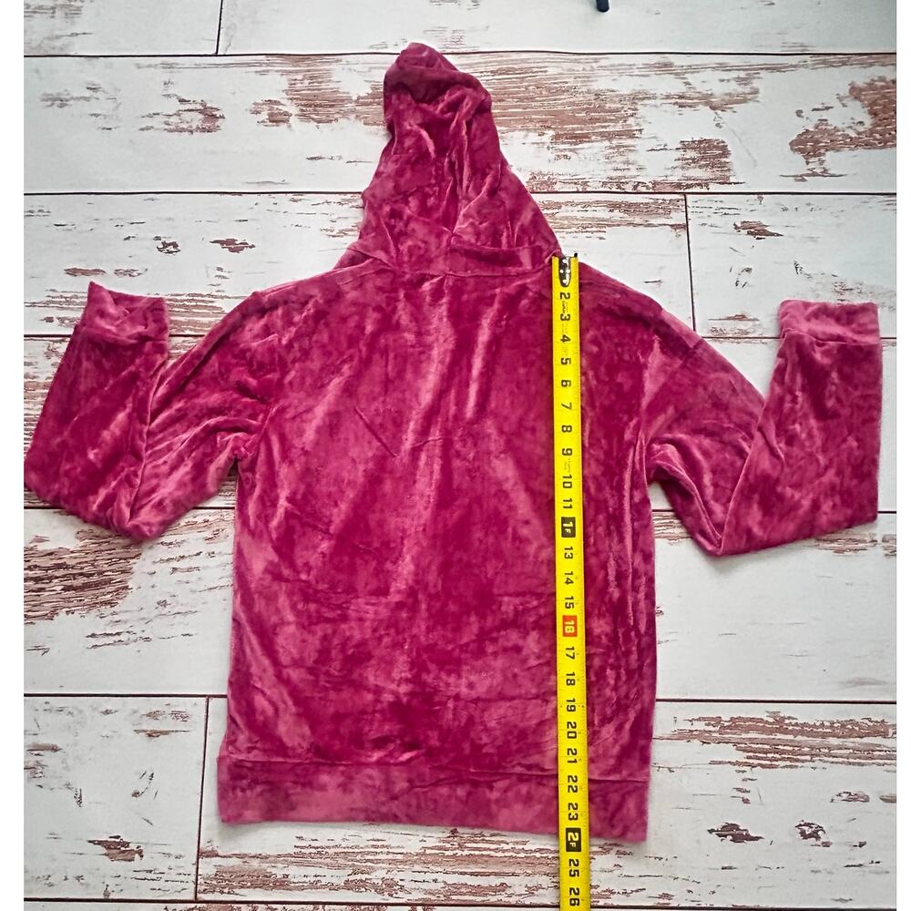 Burgundy Velour Tracksuit Set Women's M Y2K Zip Hoodie & Pants - Picture 12 of 17